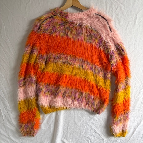 Acne Studios Koeur Slim-Fit Striped Faux Fur Hairy Sweater - Picture 2 of 4